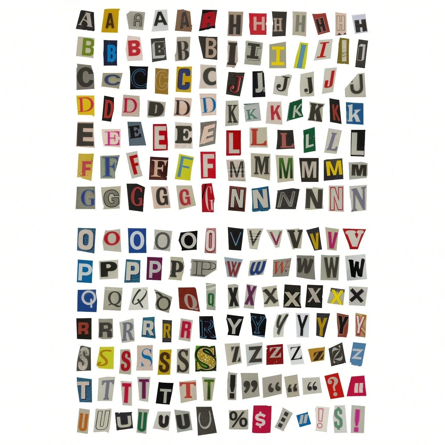 4 Sheets English Letter Number Symbol Label Sticker Set, Vintage Scrapbook Stickers, Beautiful Journal Stickers, Junk Journal Scrapbook Supplies Set, Letter Stickers, Suitable For Scrapbooking