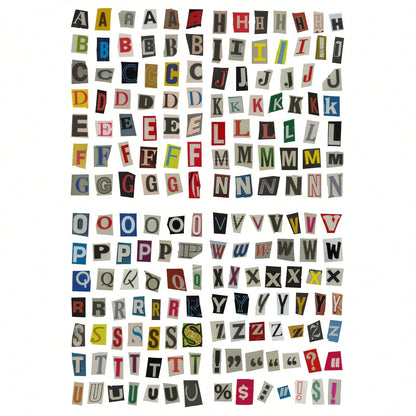 4 Sheets English Letter Number Symbol Label Sticker Set, Vintage Scrapbook Stickers, Beautiful Journal Stickers, Junk Journal Scrapbook Supplies Set, Letter Stickers, Suitable For Scrapbooking
