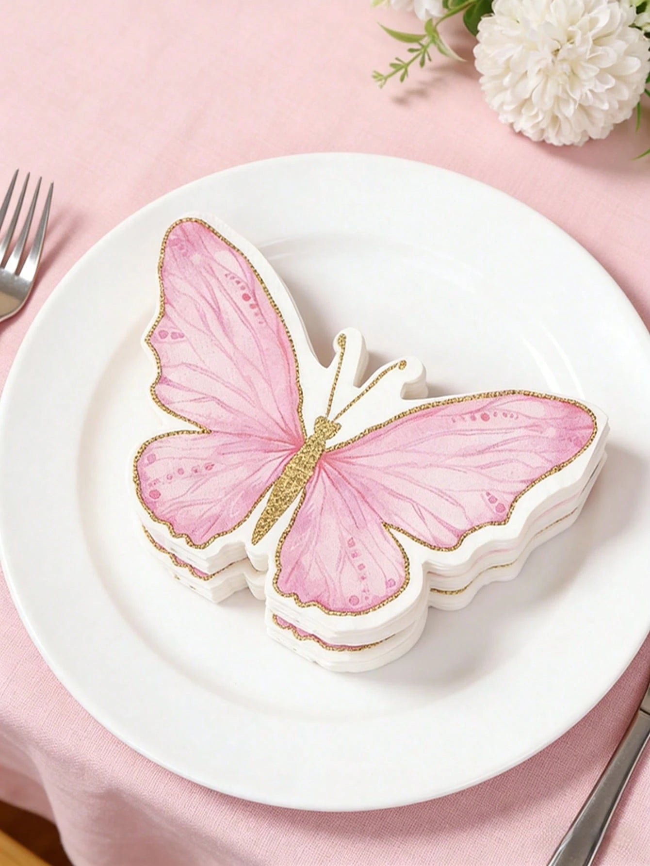40pcs Pink Butterfly Pattern Disposable Paper Napkins, Pink Butterfly Themed Napkins Suitable For Butterfly Themed Birthday Party Decoration, Wedding Decoration, Baby Shower Decoration, Home Decor, Ta