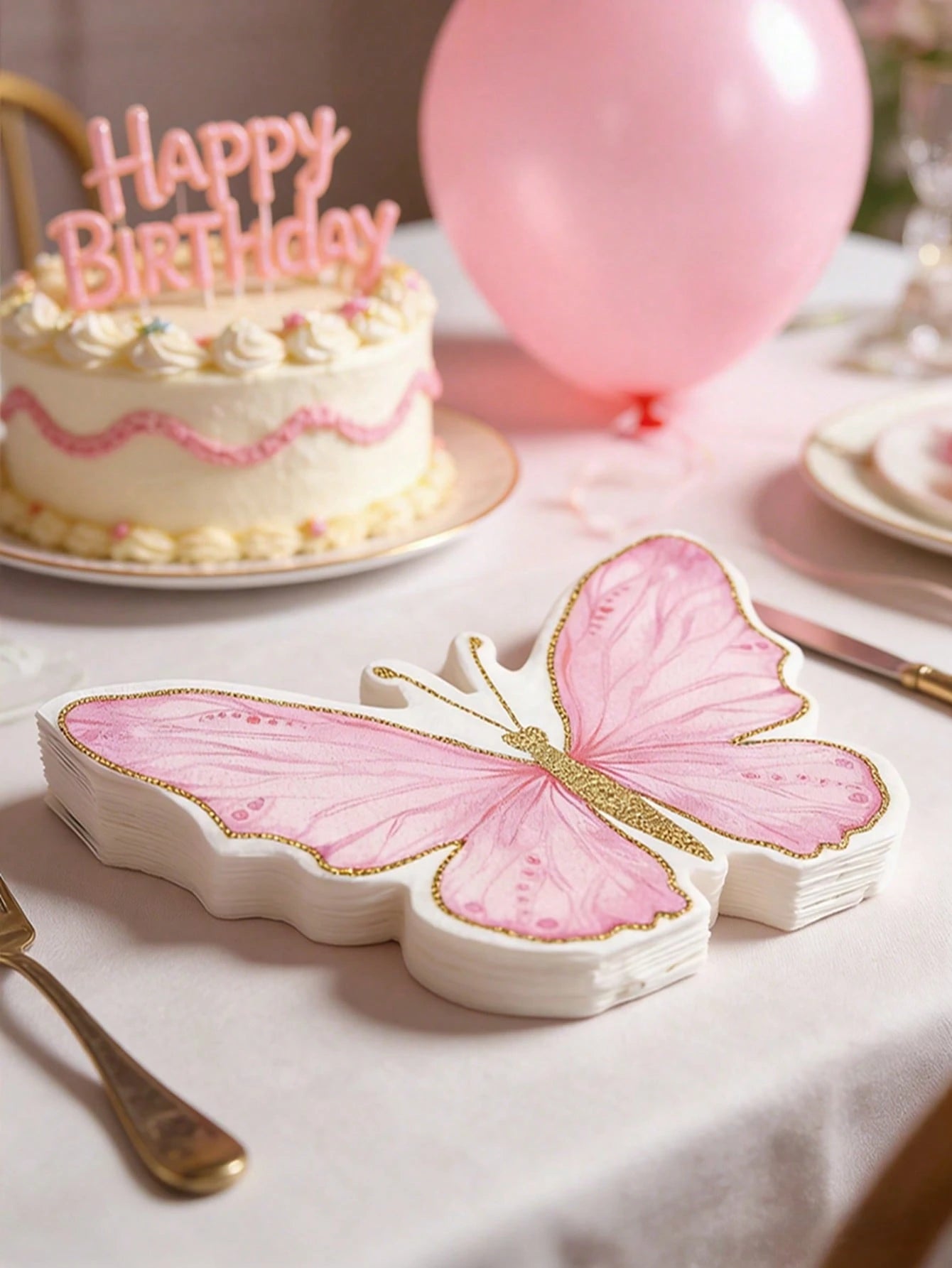 40pcs Pink Butterfly Pattern Disposable Paper Napkins, Pink Butterfly Themed Napkins Suitable For Butterfly Themed Birthday Party Decoration, Wedding Decoration, Baby Shower Decoration, Home Decor, Ta