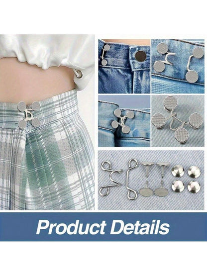 48pcs No-Seat Installation Metal Adjustable Buckles, Belly Band Buckles, Waistband Adjustment Tools Multi-Piece Set (48pcs/6sets)