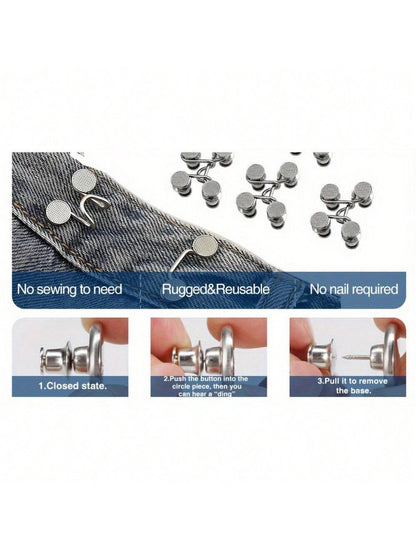 48pcs No-Seat Installation Metal Adjustable Buckles, Belly Band Buckles, Waistband Adjustment Tools Multi-Piece Set (48pcs/6sets)