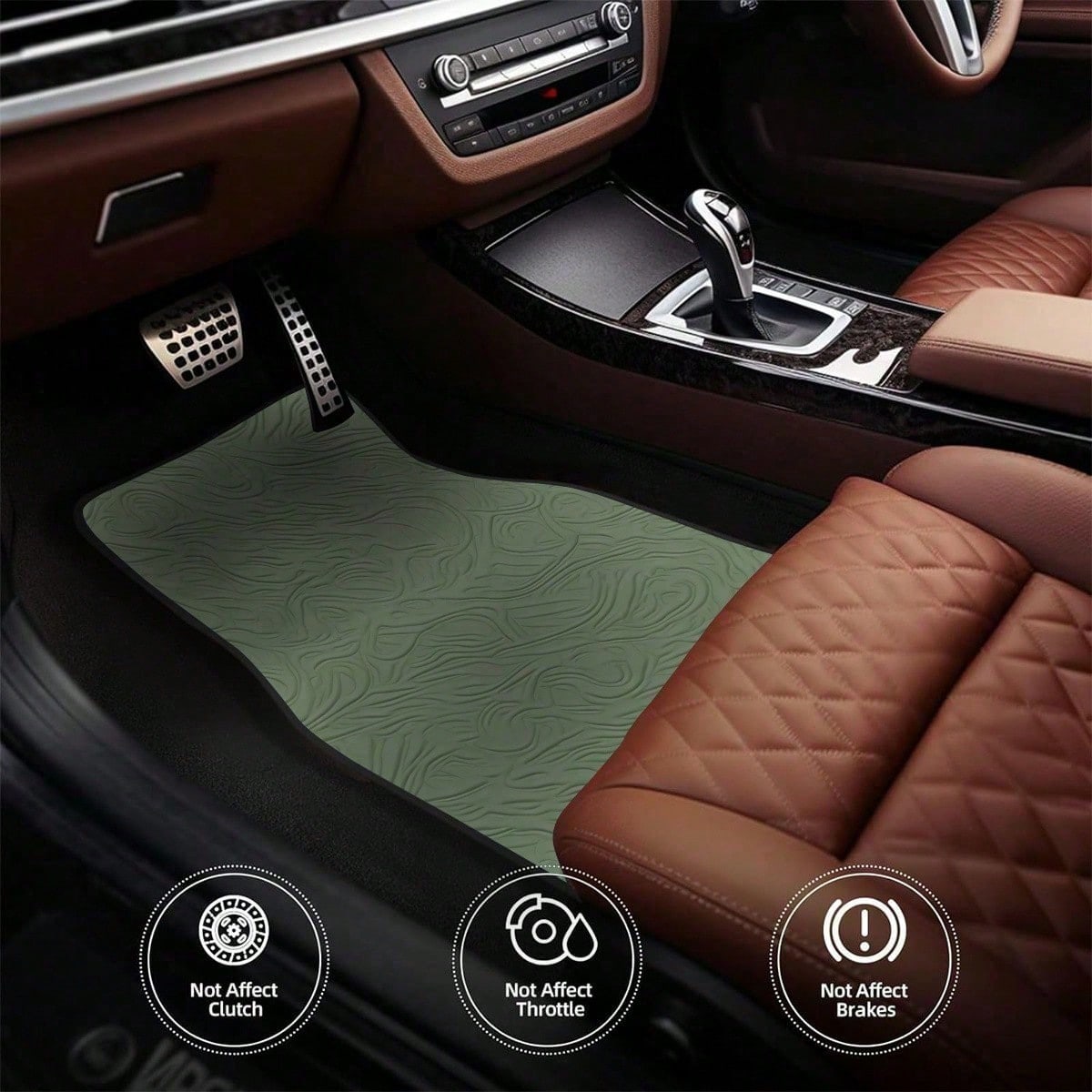 4PC, Non-Slip Material Car Floor Mats, Green Three-Dimensional Wave Texture Style, Suitable For Sedans And SUVs, Interior Decoration Accessories, Protects The Bottom Of The Car Interior