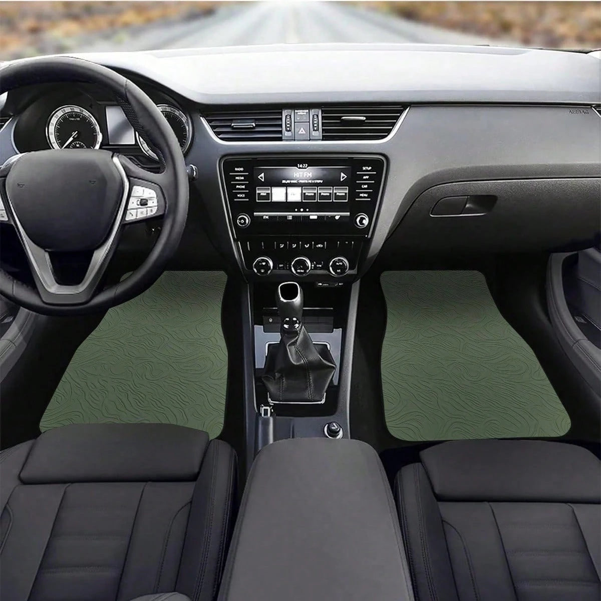 4PC, Non-Slip Material Car Floor Mats, Green Three-Dimensional Wave Texture Style, Suitable For Sedans And SUVs, Interior Decoration Accessories, Protects The Bottom Of The Car Interior