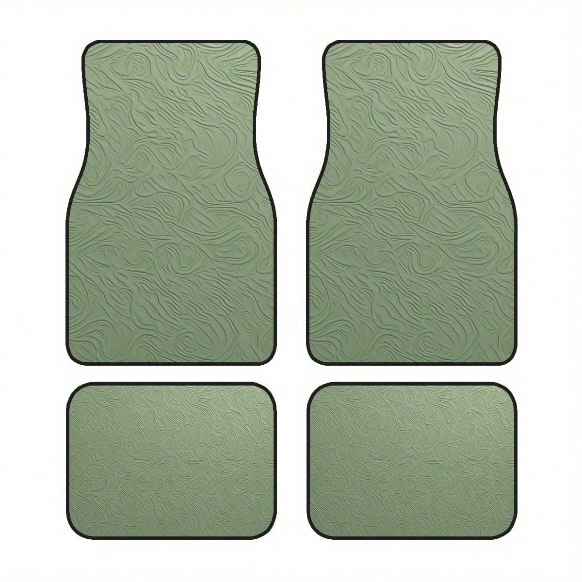 4PC, Non-Slip Material Car Floor Mats, Green Three-Dimensional Wave Texture Style, Suitable For Sedans And SUVs, Interior Decoration Accessories, Protects The Bottom Of The Car Interior