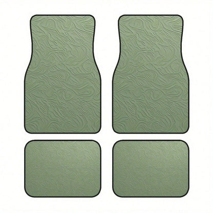 4PC, Non-Slip Material Car Floor Mats, Green Three-Dimensional Wave Texture Style, Suitable For Sedans And SUVs, Interior Decoration Accessories, Protects The Bottom Of The Car Interior