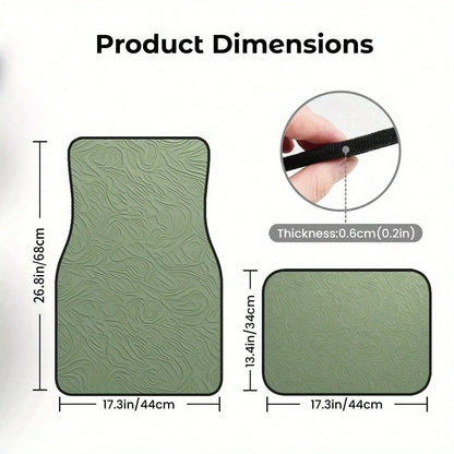 4PC, Non-Slip Material Car Floor Mats, Green Three-Dimensional Wave Texture Style, Suitable For Sedans And SUVs, Interior Decoration Accessories, Protects The Bottom Of The Car Interior