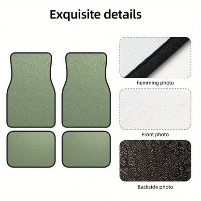 4PC, Non-Slip Material Car Floor Mats, Green Three-Dimensional Wave Texture Style, Suitable For Sedans And SUVs, Interior Decoration Accessories, Protects The Bottom Of The Car Interior