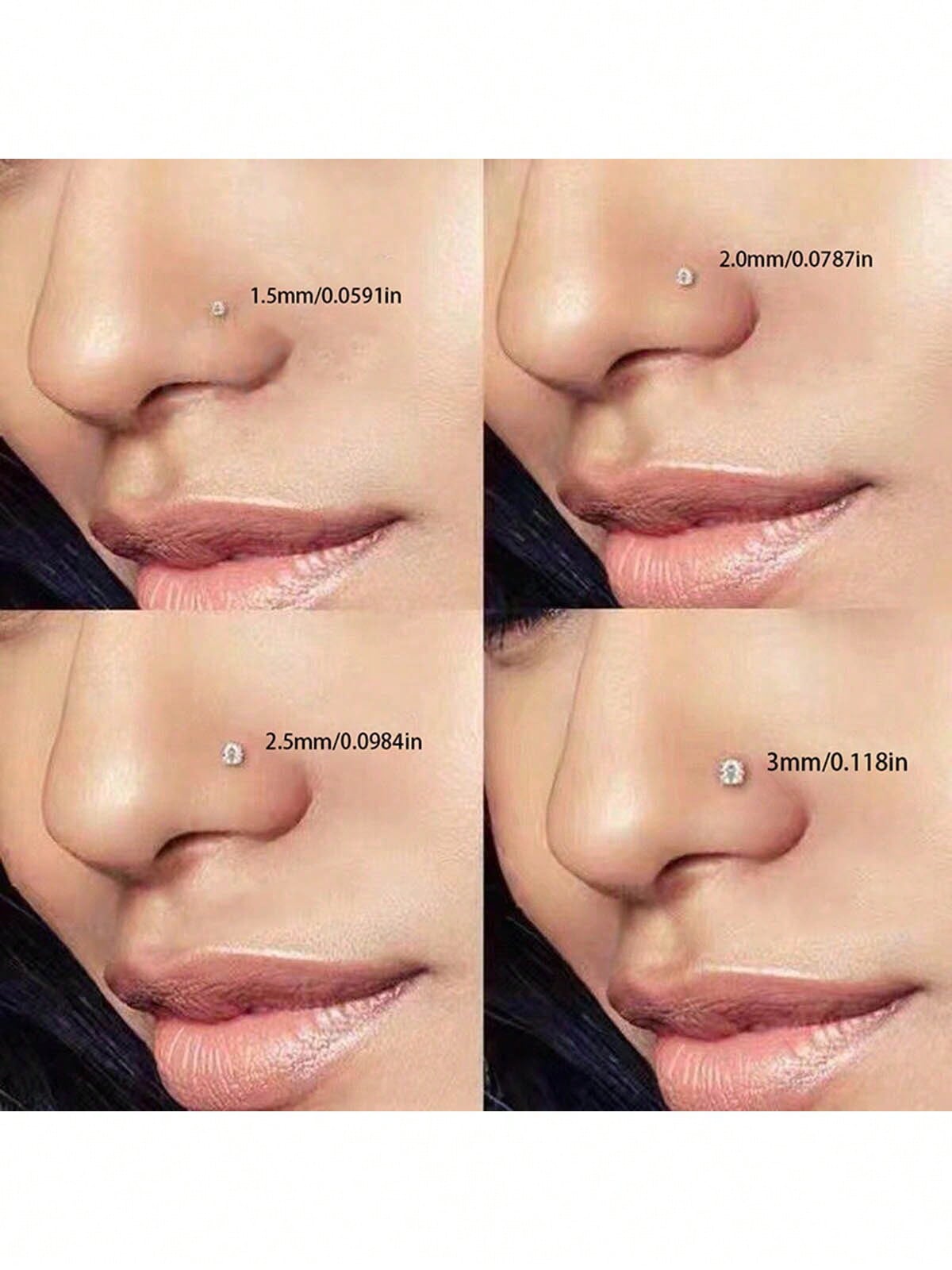 4pcs 1.5/2/2.5/3mm Shiny Cubic Zirconia Nose Piercing Jewelry, L-Shaped Nose/Ear Piercing Jewelry, 18K Gold Plated Claw Set Zirconia Nose Rings, Fashionable Body Piercing Jewelry For Women Daily Wear