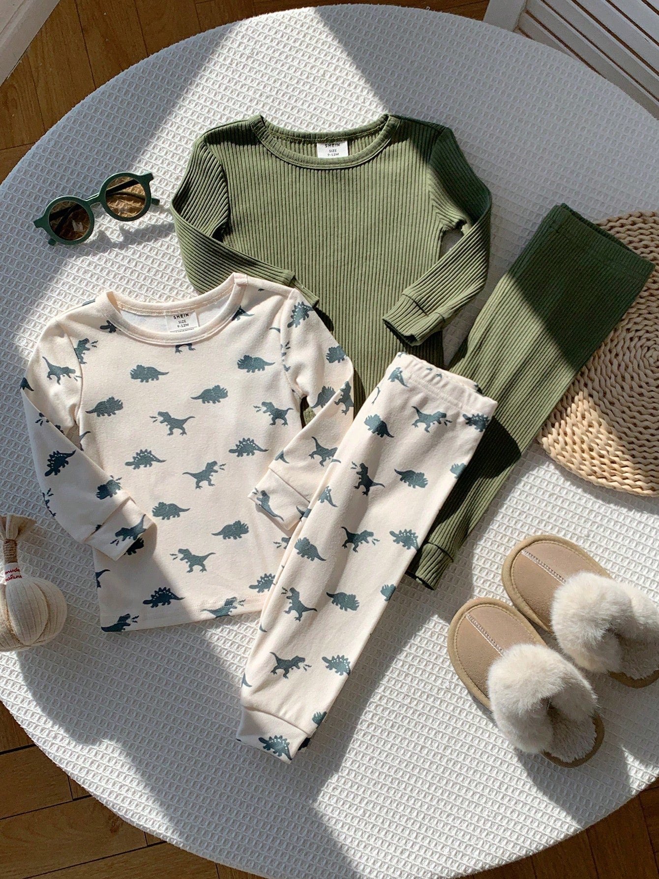 4pcs Baby Boy Baby Girl Toddler Boy Nug Fit Spring Autumn Winter Cute Dinosaur & Animal Pattern Round Neck Long Sleeve Top + Pants Soft Comfortable Tight Fit Pajamas Loungewear Set