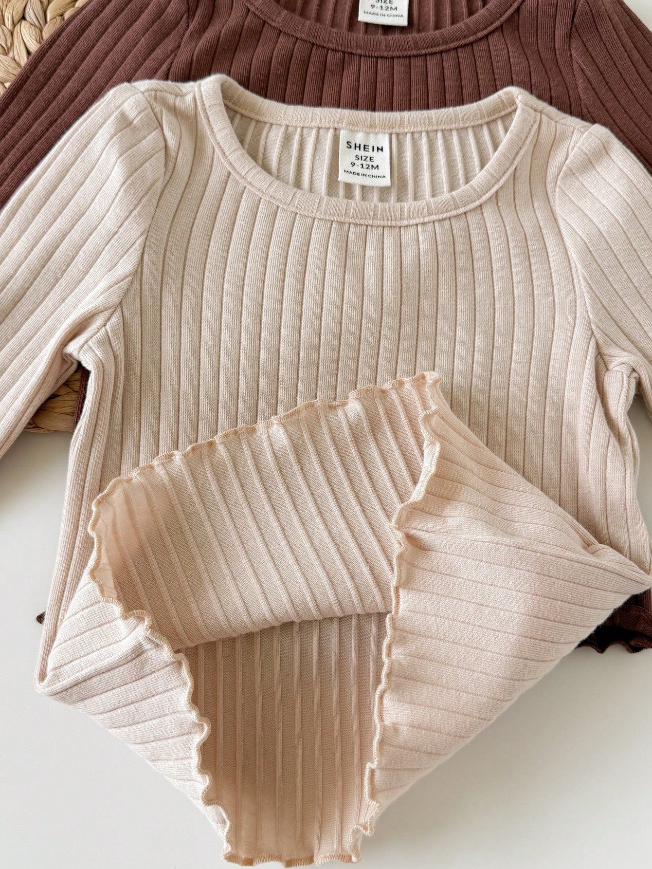 4pcs Baby Girl Casual Cute Knitted Solid Color Long Sleeve Top Set