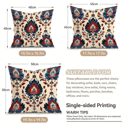 4pcs Bohemian Floral Pattern Pillow Covers Without Inserts, Single-Sided Printed Pillow Covers, Suitable For Living Room, Bedroom, Home Decor, All Season Pillow Covers