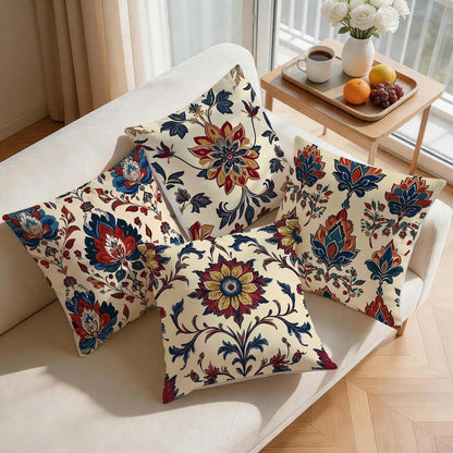 4pcs Bohemian Floral Pattern Pillow Covers Without Inserts, Single-Sided Printed Pillow Covers, Suitable For Living Room, Bedroom, Home Decor, All Season Pillow Covers
