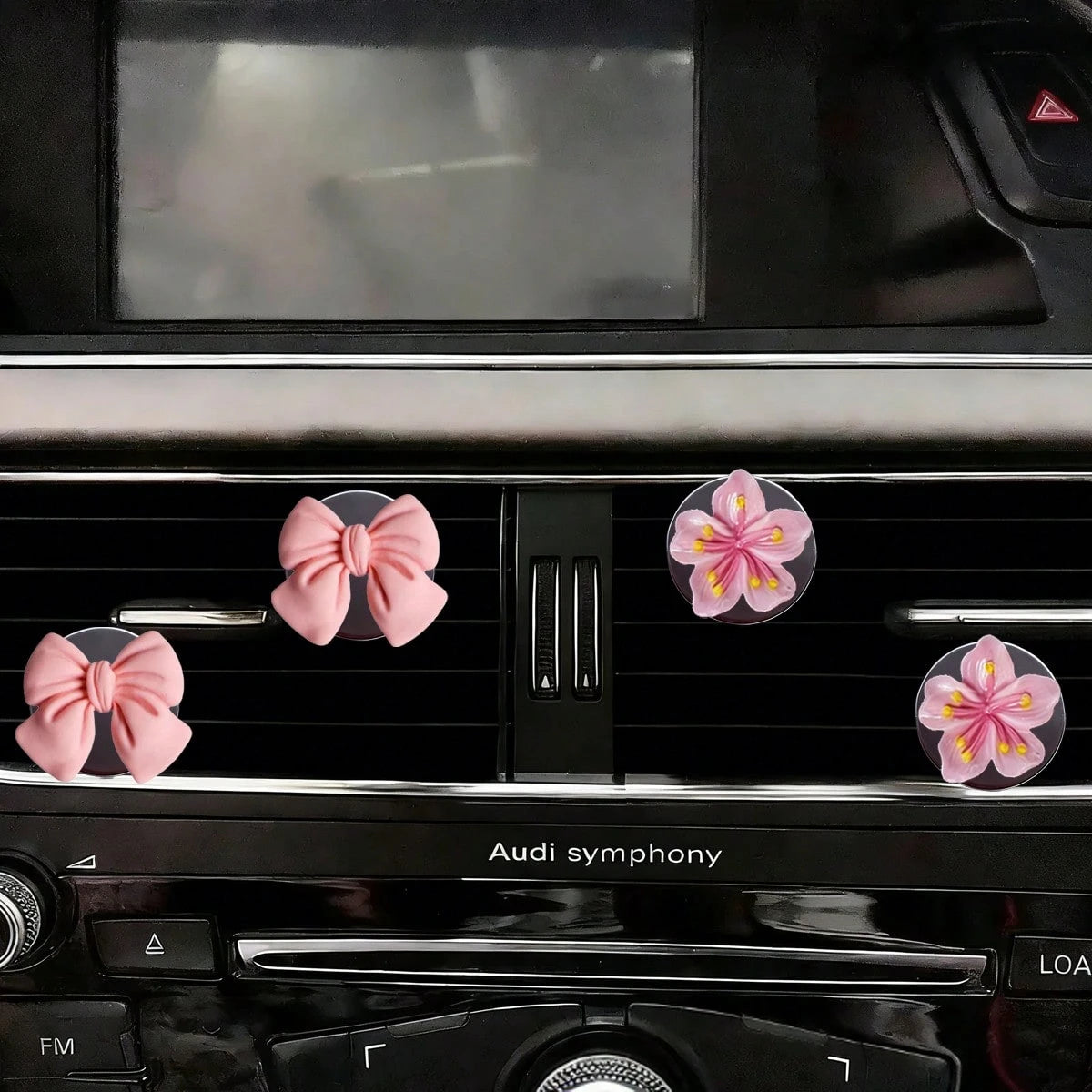 4pcs Car Air Conditioning Vent Decoration Ornaments (Without Aromatherapy Function) Cute Bow Flower Car Interior Decoration