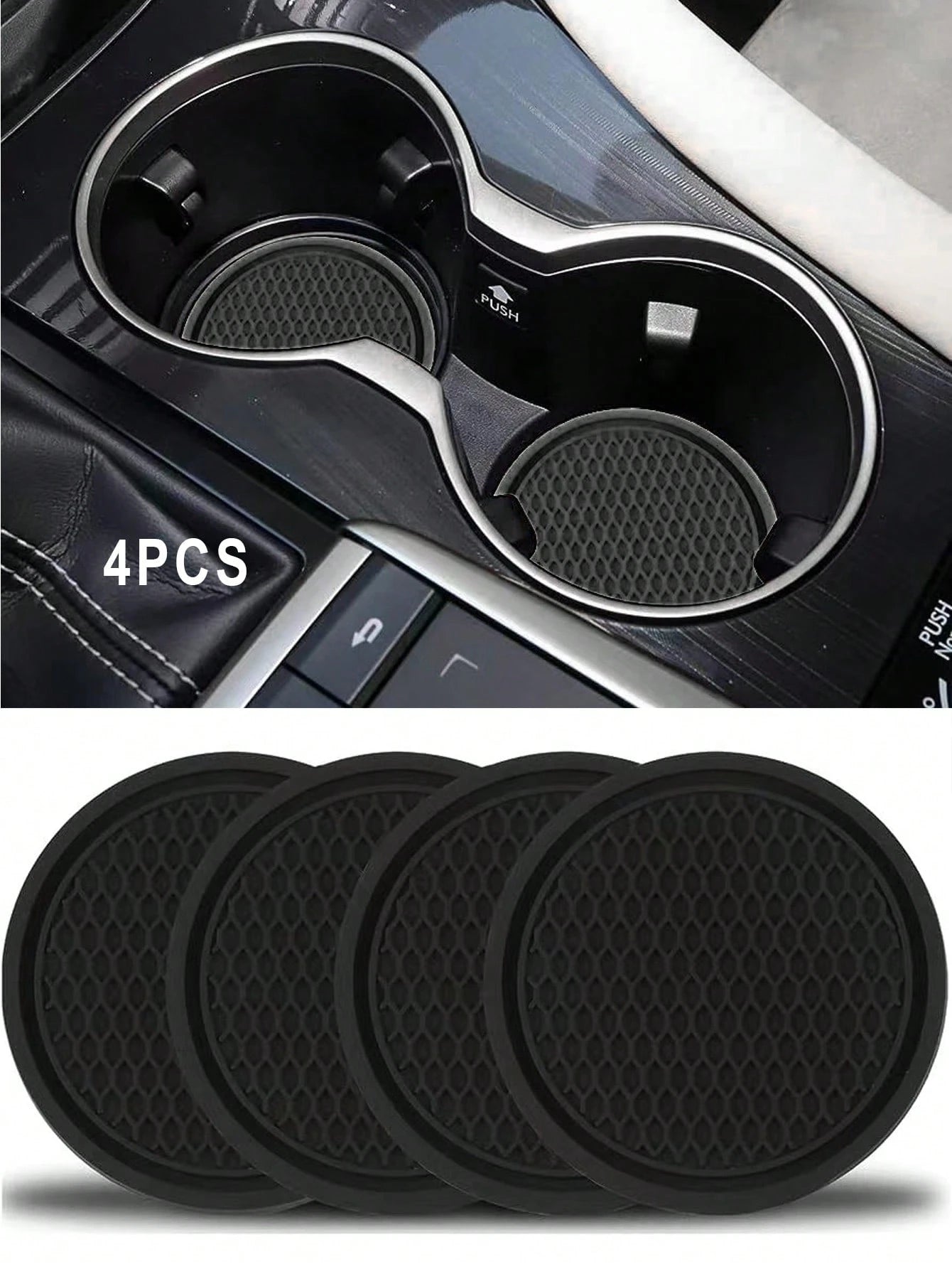 4pcs Car Cup Holder Liners, Universal Non-Slip Cup Holder, Embedded Decorative Cup Holder, Car Interior Accessories, Black