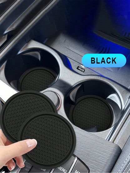 4pcs Car Cup Holder Liners, Universal Non-Slip Cup Holder, Embedded Decorative Cup Holder, Car Interior Accessories, Black