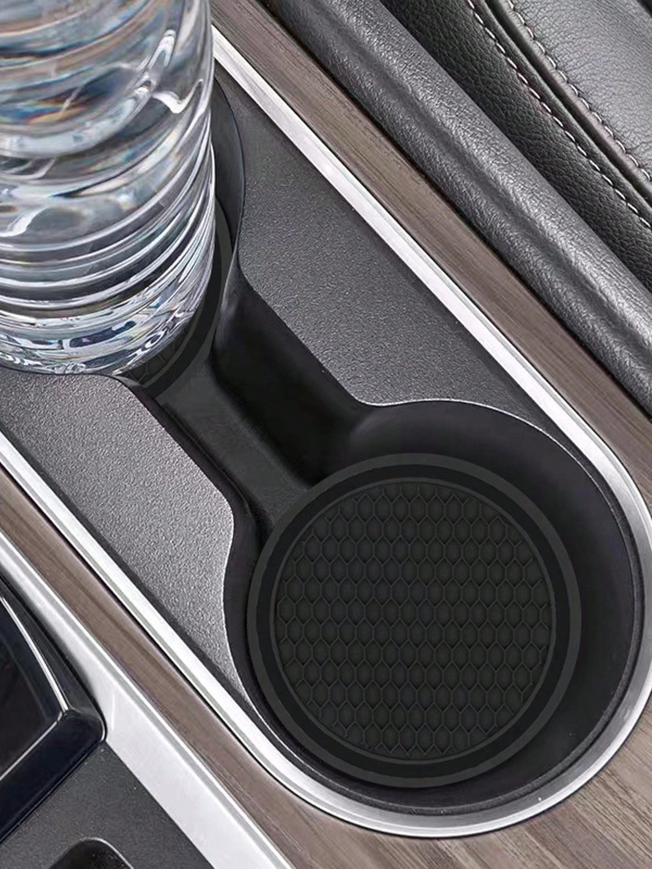 4pcs Car Cup Holder Liners, Universal Non-Slip Cup Holder, Embedded Decorative Cup Holder, Car Interior Accessories, Black