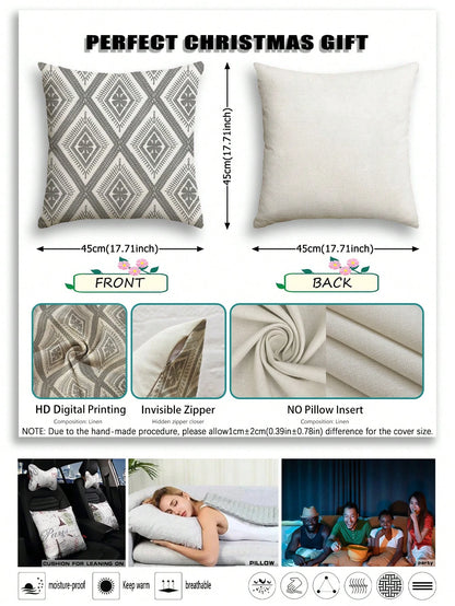 4pcs,Decorative Pillow Covers,Geometric Pattern,Polyester Fiber Cushion Covers,Hidden Zipper,Machine Washable,Minimalist Fashion Line Pattern,Zipper Closure,Home Decorative Pillow Covers,Sofa Living R
