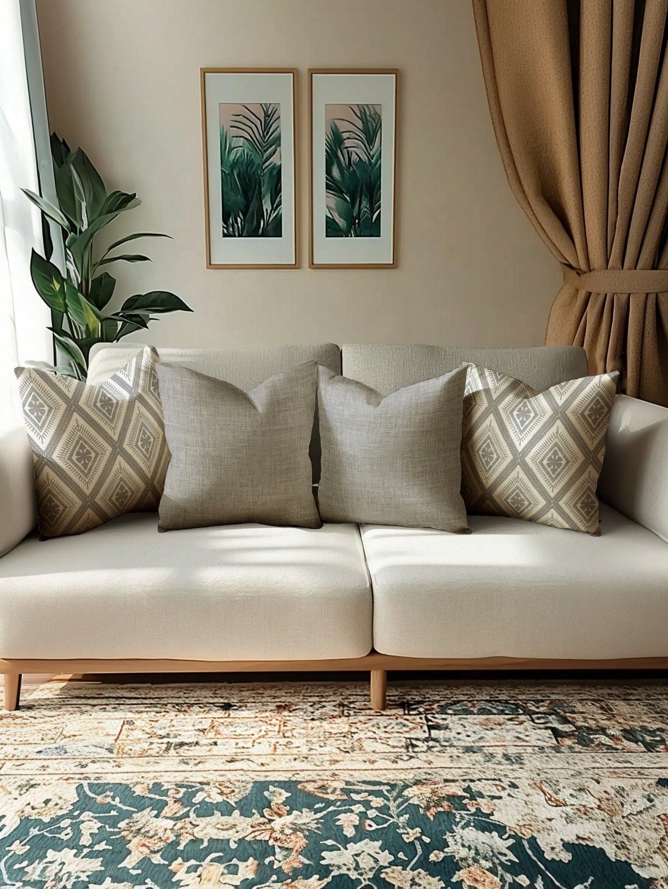 4pcs,Decorative Pillow Covers,Geometric Pattern,Polyester Fiber Cushion Covers,Hidden Zipper,Machine Washable,Minimalist Fashion Line Pattern,Zipper Closure,Home Decorative Pillow Covers,Sofa Living R