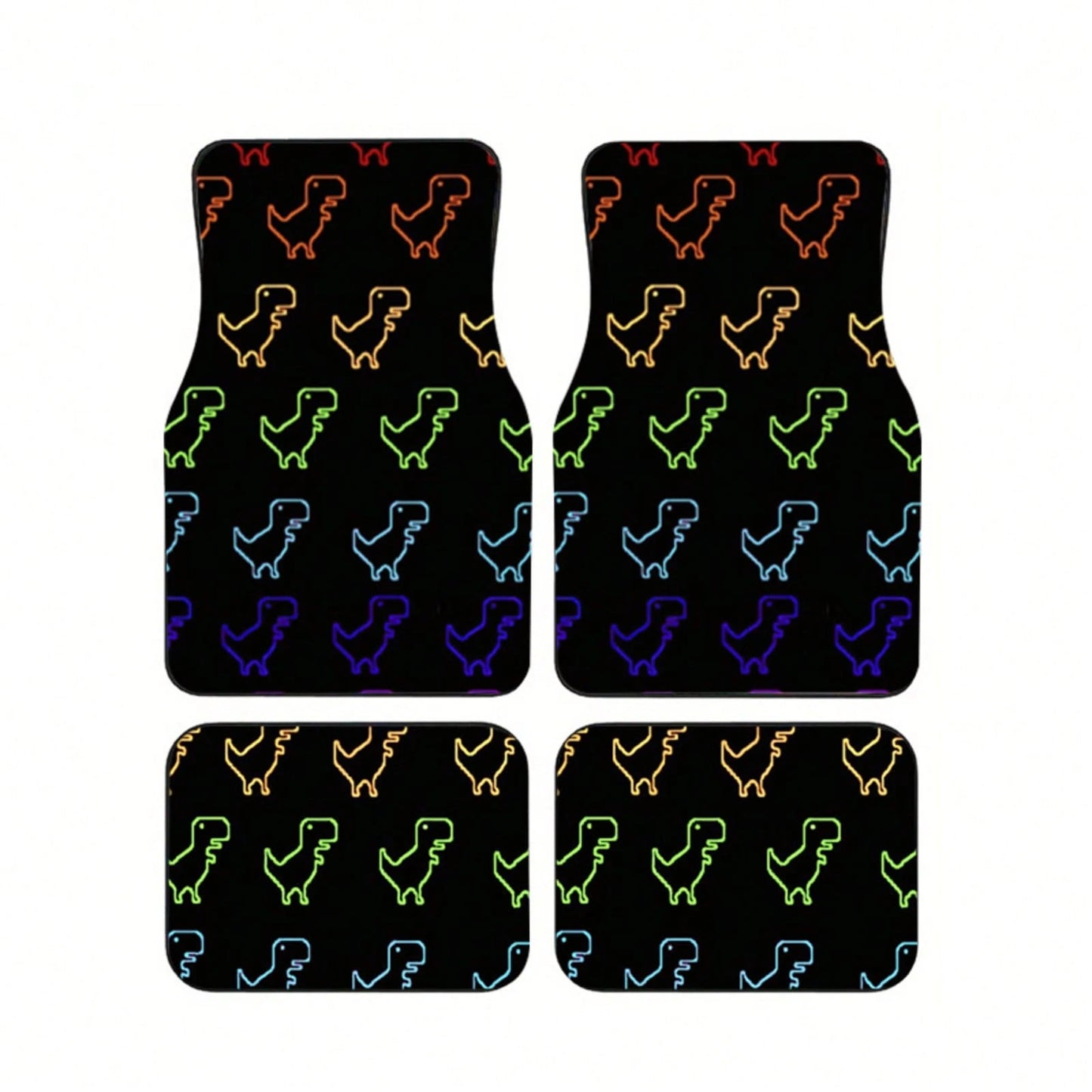 4Pcs Gradient Dinosaur Print Design Car Floor Mats, Universal Car Interior Mats, Suitable For Various Sedans And SUV Models, Interior Decorative Mats, Wear-Resistant And Non-Slip, Car-Specific Floor M