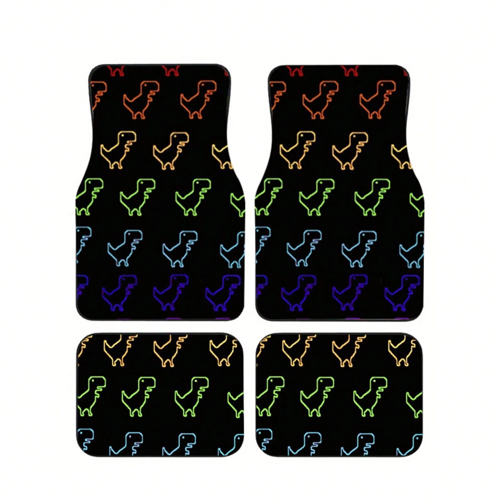 4Pcs Gradient Dinosaur Print Design Car Floor Mats, Universal Car Interior Mats, Suitable For Various Sedans And SUV Models, Interior Decorative Mats, Wear-Resistant And Non-Slip, Car-Specific Floor M