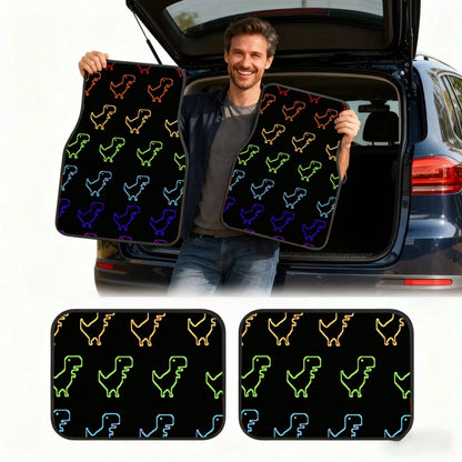 4Pcs Gradient Dinosaur Print Design Car Floor Mats, Universal Car Interior Mats, Suitable For Various Sedans And SUV Models, Interior Decorative Mats, Wear-Resistant And Non-Slip, Car-Specific Floor M