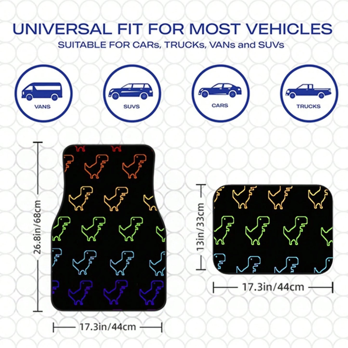 4Pcs Gradient Dinosaur Print Design Car Floor Mats, Universal Car Interior Mats, Suitable For Various Sedans And SUV Models, Interior Decorative Mats, Wear-Resistant And Non-Slip, Car-Specific Floor M