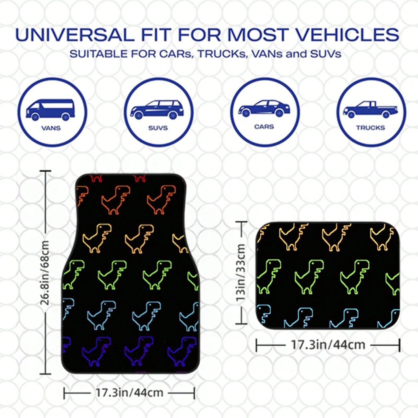 4Pcs Gradient Dinosaur Print Design Car Floor Mats, Universal Car Interior Mats, Suitable For Various Sedans And SUV Models, Interior Decorative Mats, Wear-Resistant And Non-Slip, Car-Specific Floor M