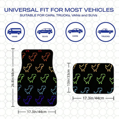 4Pcs Gradient Dinosaur Print Design Car Floor Mats, Universal Car Interior Mats, Suitable For Various Sedans And SUV Models, Interior Decorative Mats, Wear-Resistant And Non-Slip, Car-Specific Floor M