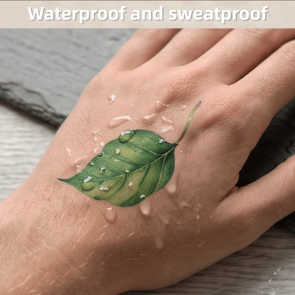 4pcs Green Leaf And Vine Pattern Temporary Tattoo Stickers, Suitable For Women, Music Festival, Cosplay, Party Holiday Decoration, Applicable To Arms, Chest, Back And Other Large Areas, Waterproof Fak