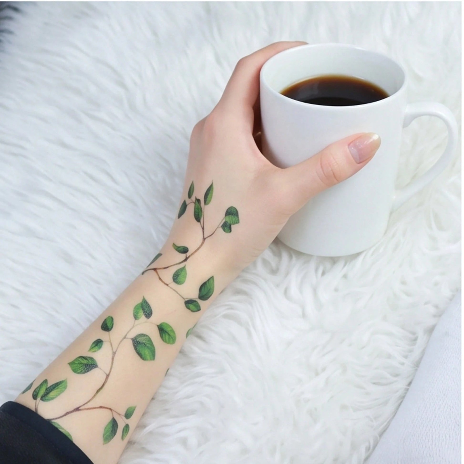 4pcs Green Leaf And Vine Pattern Temporary Tattoo Stickers, Suitable For Women, Music Festival, Cosplay, Party Holiday Decoration, Applicable To Arms, Chest, Back And Other Large Areas, Waterproof Fak
