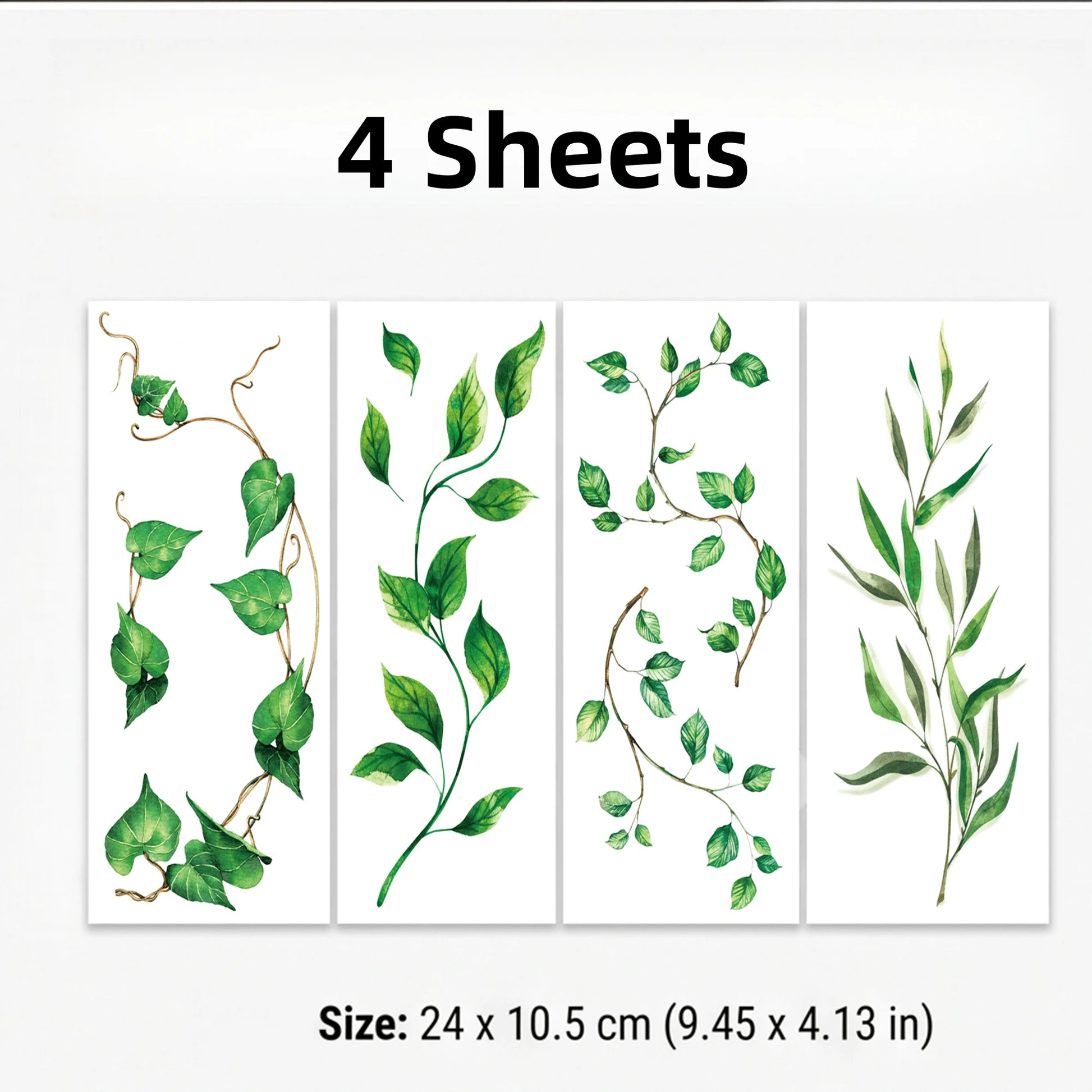 4pcs Green Leaf And Vine Pattern Temporary Tattoo Stickers, Suitable For Women, Music Festival, Cosplay, Party Holiday Decoration, Applicable To Arms, Chest, Back And Other Large Areas, Waterproof Fak