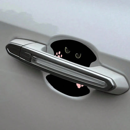 4pcs Invisible Black Cat & Pink Cat Paw Pattern Personalized Door Handle Anti-Scratch Stickers, Universal Car Stickers, No Residue, Car Door Handle Anti-Collision Protection Stickers