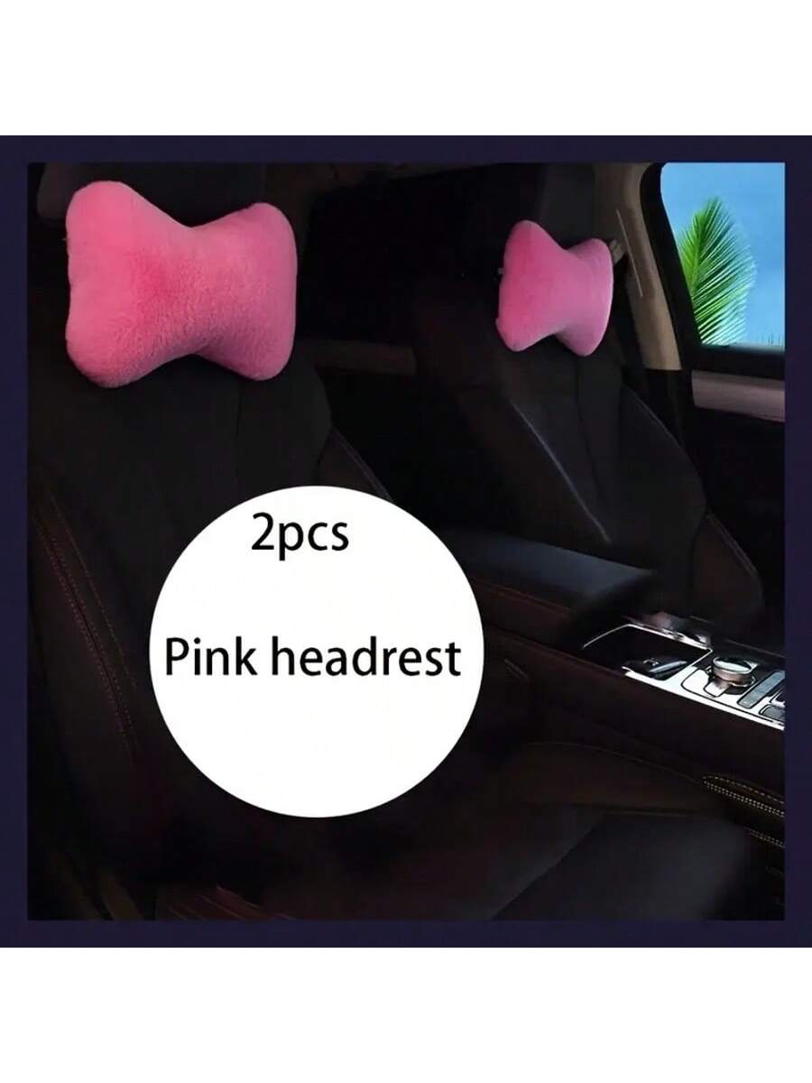 4pcs Luxury Plush Car Neck Pillows, Comfortable Neck Support, Faux Fur Texture, Soft Sponge Padding, Makes Traveling More Comfortable,Car Pillow