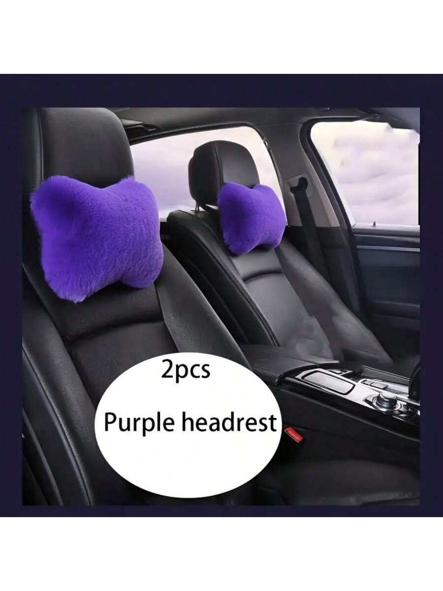 4pcs Luxury Plush Car Neck Pillows, Comfortable Neck Support, Faux Fur Texture, Soft Sponge Padding, Makes Traveling More Comfortable,Car Pillow