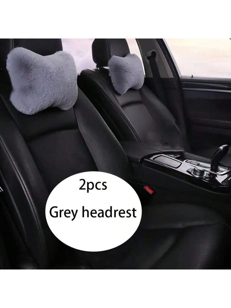 4pcs Luxury Plush Car Neck Pillows, Comfortable Neck Support, Faux Fur Texture, Soft Sponge Padding, Makes Traveling More Comfortable,Car Pillow