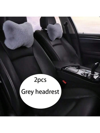 4pcs Luxury Plush Car Neck Pillows, Comfortable Neck Support, Faux Fur Texture, Soft Sponge Padding, Makes Traveling More Comfortable,Car Pillow
