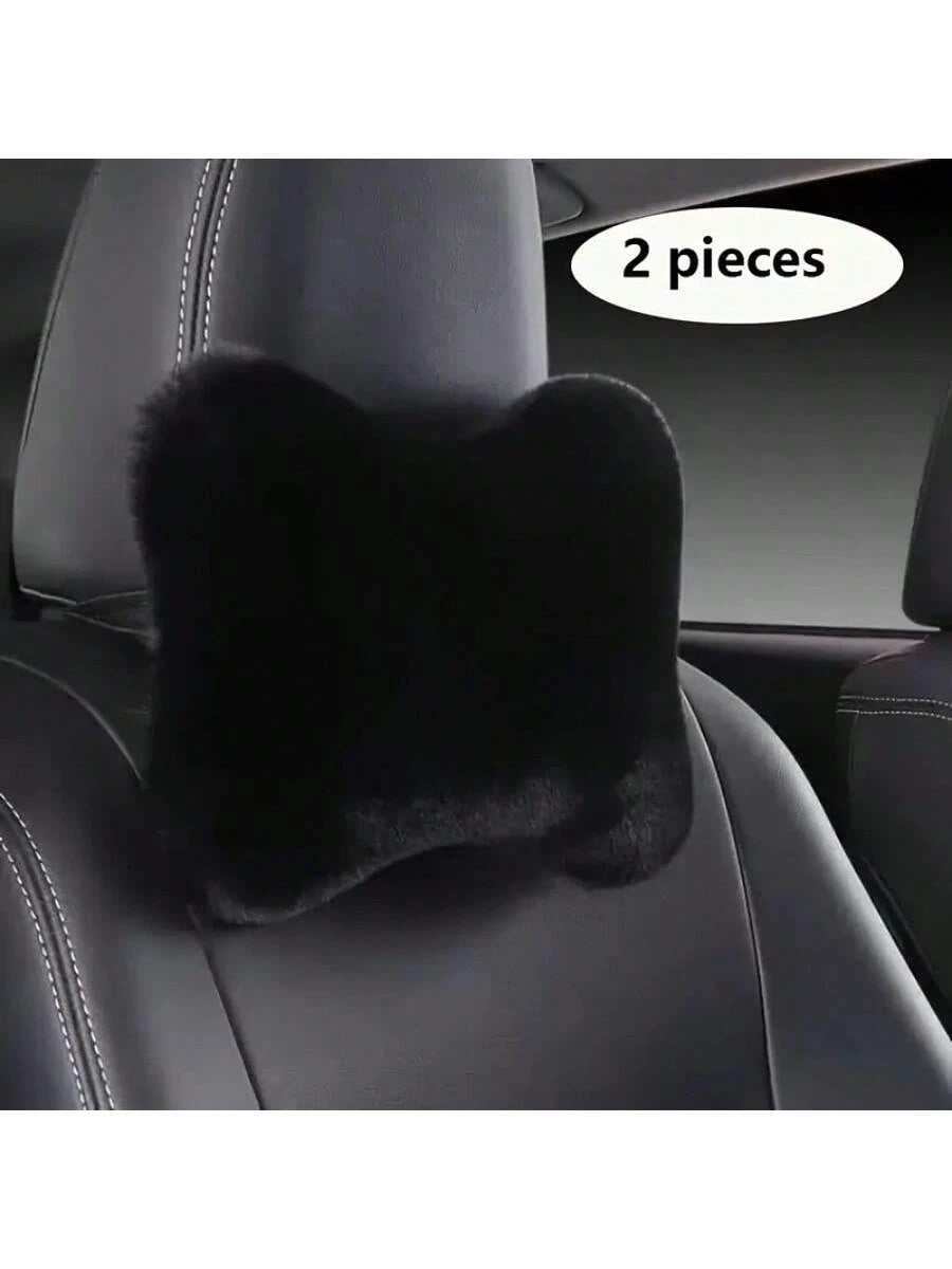 4pcs Luxury Plush Car Neck Pillows, Comfortable Neck Support, Faux Fur Texture, Soft Sponge Padding, Makes Traveling More Comfortable,Car Pillow