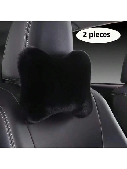4pcs Luxury Plush Car Neck Pillows, Comfortable Neck Support, Faux Fur Texture, Soft Sponge Padding, Makes Traveling More Comfortable,Car Pillow