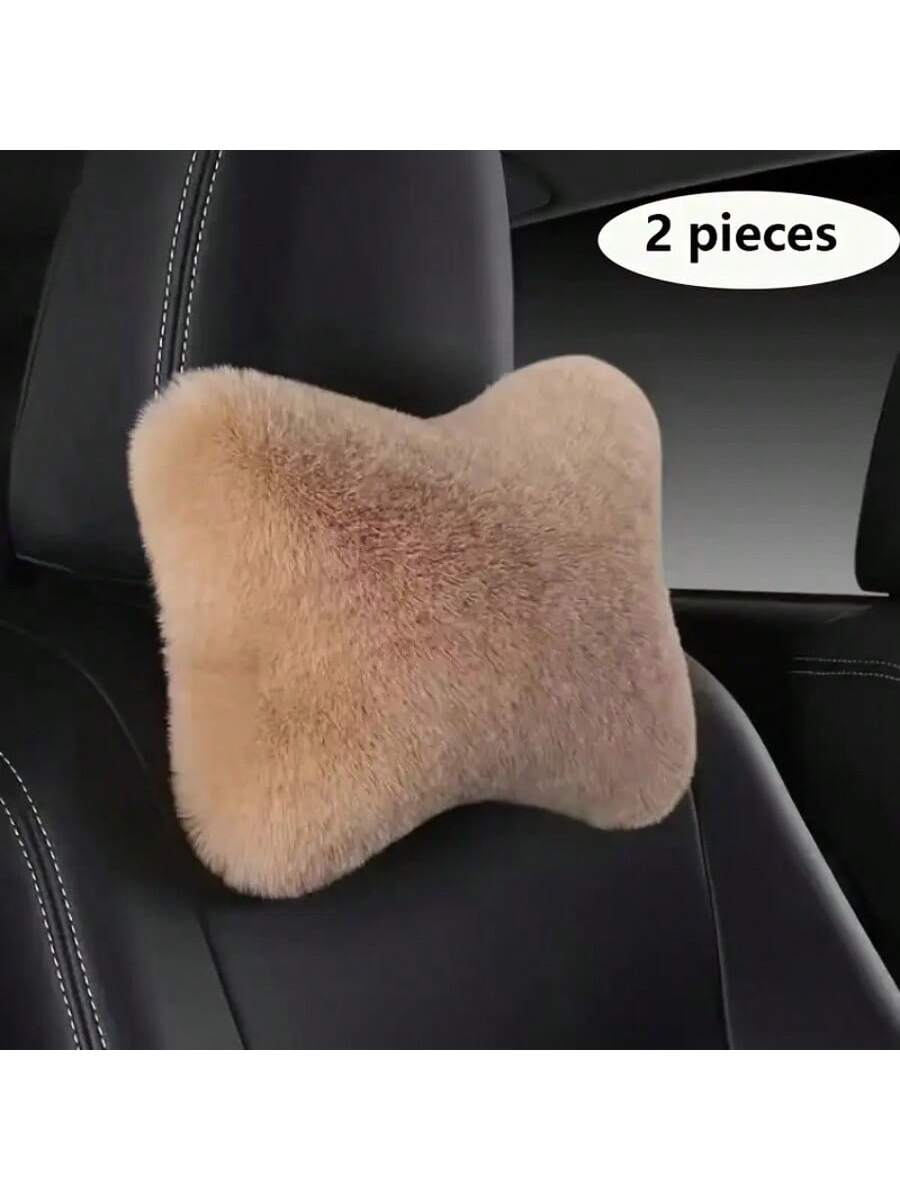 4pcs Luxury Plush Car Neck Pillows, Comfortable Neck Support, Faux Fur Texture, Soft Sponge Padding, Makes Traveling More Comfortable,Car Pillow