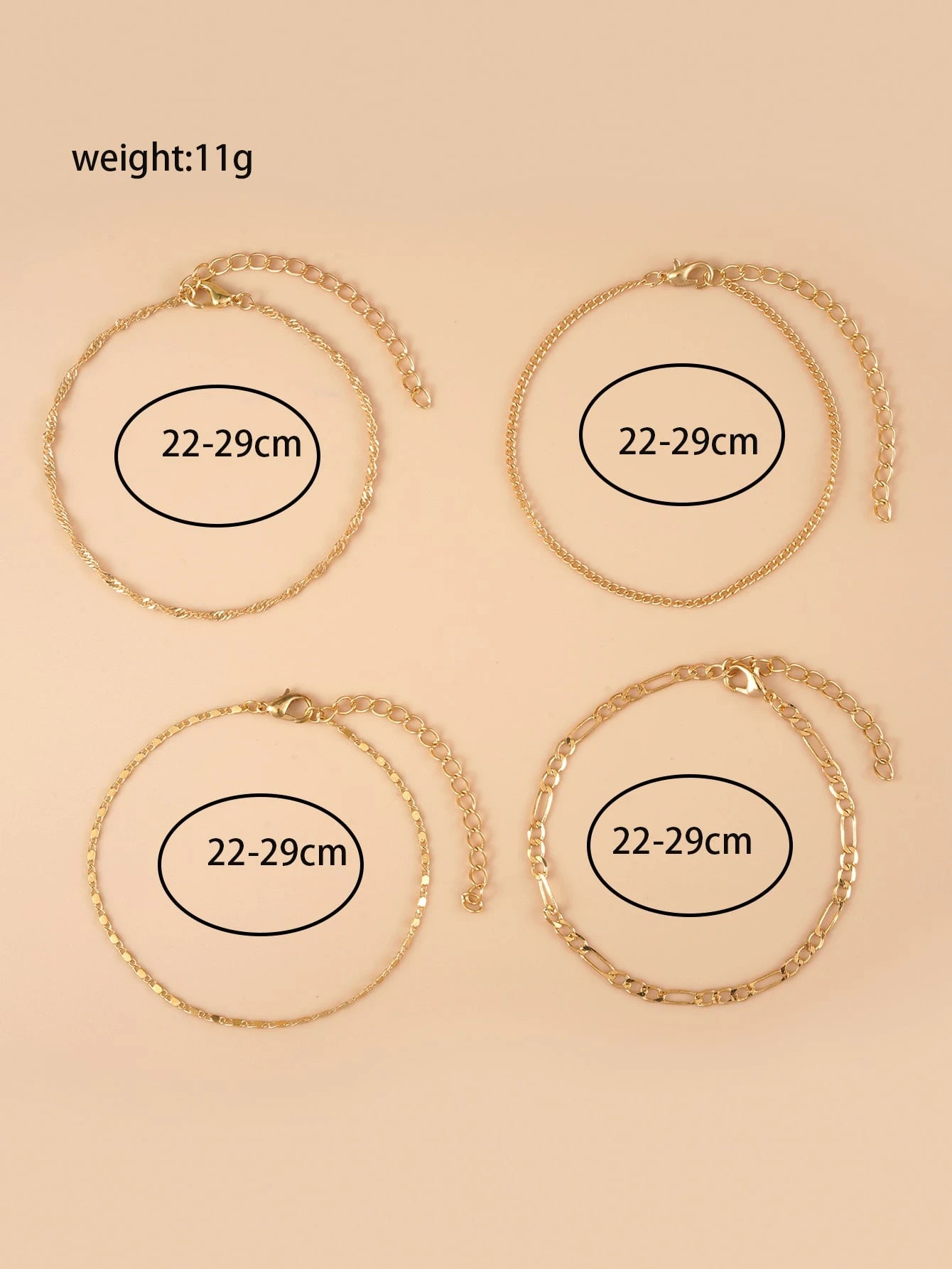 4pcs Minimalist Anklet