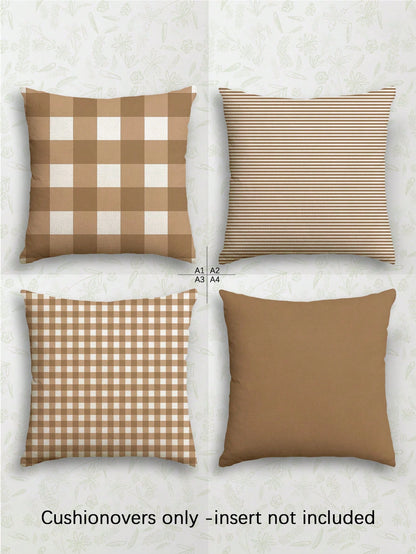 4pcs,Modern Minimalist Plaid Single-Sided Printed Pillow Covers,Fresh Minimalist Style,Home Decor Sofa Pillow Covers,Square Cushion Covers,Modern Sofa Decorative Pillow Covers,No Pillow Insert