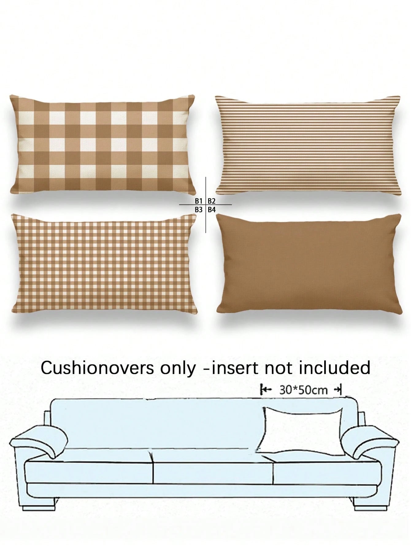 4pcs,Modern Minimalist Plaid Single-Sided Printed Pillow Covers,Fresh Minimalist Style,Home Decor Sofa Pillow Covers,Square Cushion Covers,Modern Sofa Decorative Pillow Covers,No Pillow Insert