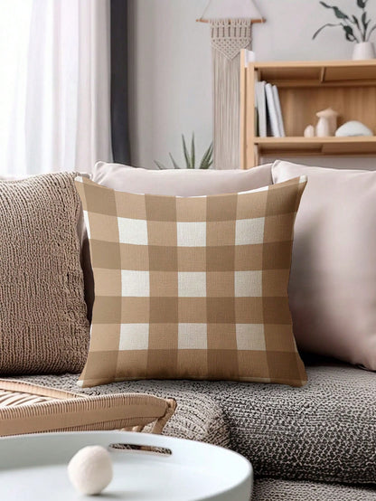 4pcs,Modern Minimalist Plaid Single-Sided Printed Pillow Covers,Fresh Minimalist Style,Home Decor Sofa Pillow Covers,Square Cushion Covers,Modern Sofa Decorative Pillow Covers,No Pillow Insert