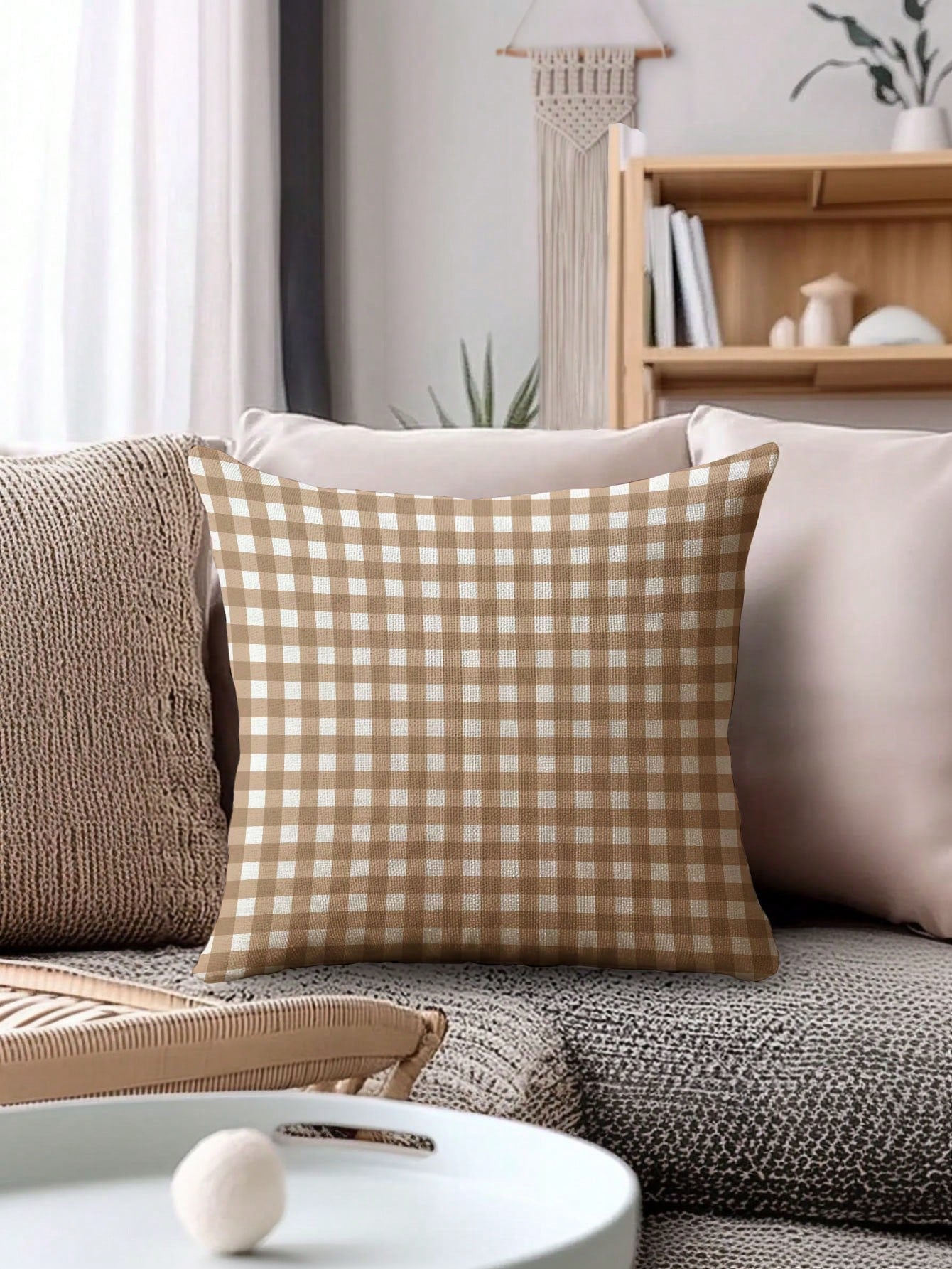 4pcs,Modern Minimalist Plaid Single-Sided Printed Pillow Covers,Fresh Minimalist Style,Home Decor Sofa Pillow Covers,Square Cushion Covers,Modern Sofa Decorative Pillow Covers,No Pillow Insert