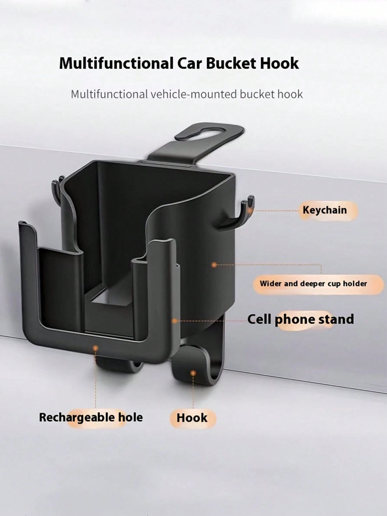 4pcs Multi-Function Car Seat Back Storage Rack With Cup Holder, Phone Holder And Hook- Fits Most Vehicles, Holds Water Bottles, Snacks, Trash Bags And Cups, Car Storage, Backseat Cup Holder, Car Orga