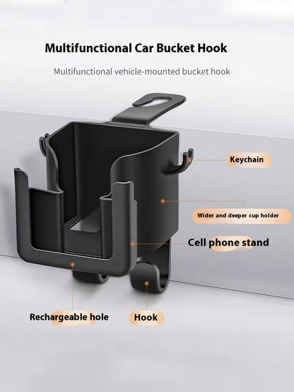 4pcs Multi-Function Car Seat Back Storage Rack With Cup Holder, Phone Holder And Hook- Fits Most Vehicles, Holds Water Bottles, Snacks, Trash Bags And Cups, Car Storage, Backseat Cup Holder, Car Orga