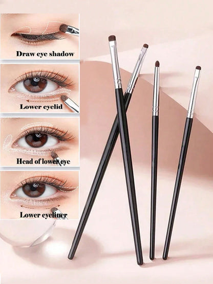 4pcs Precision Horse Hair Eyeliner Brush Set, Portable Eye Makeup Kit, Easy To Create Various Eye Makeup Styles, Essential For Daily Use Or Travel, Eyebrow Brush, Eyeshadow Brush, Brush,Giveaways
