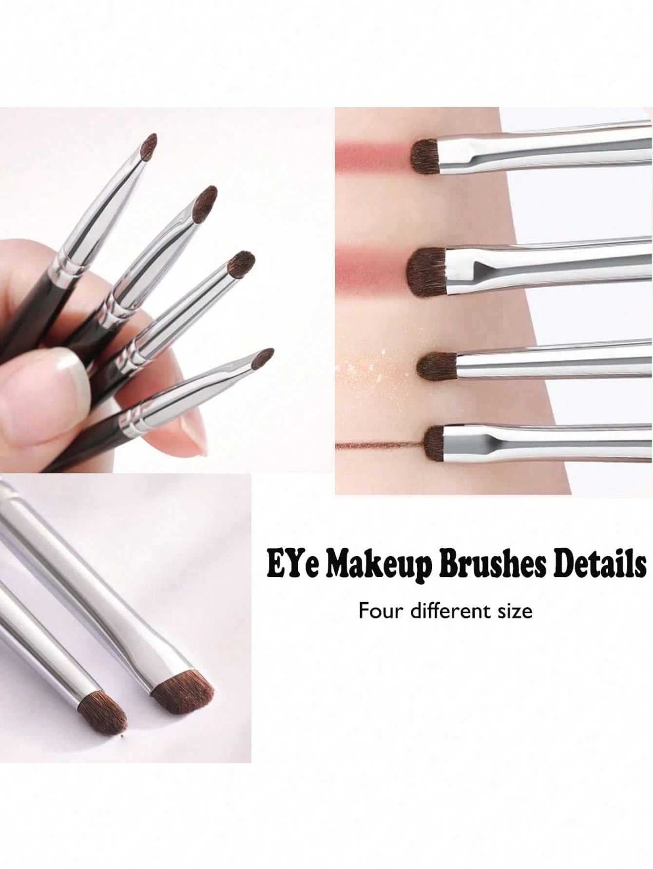 4pcs Precision Horse Hair Eyeliner Brush Set, Portable Eye Makeup Kit, Easy To Create Various Eye Makeup Styles, Essential For Daily Use Or Travel, Eyebrow Brush, Eyeshadow Brush, Brush,Giveaways