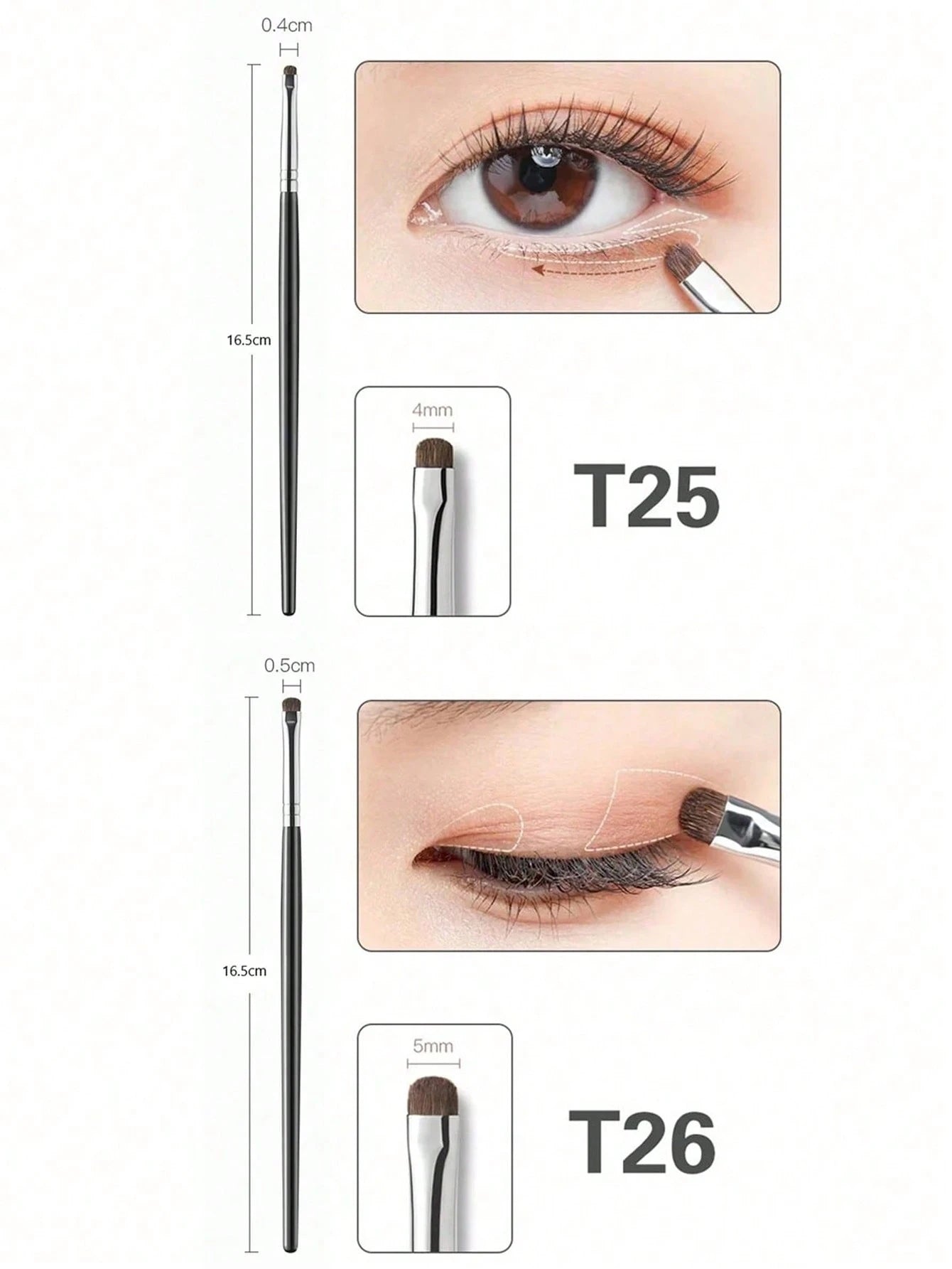 4pcs Precision Horse Hair Eyeliner Brush Set, Portable Eye Makeup Kit, Easy To Create Various Eye Makeup Styles, Essential For Daily Use Or Travel, Eyebrow Brush, Eyeshadow Brush, Brush,Giveaways